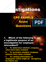 Investigations - Sample CPP Exam Questions