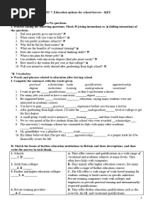 UNIT 7. Education Options For School-Leavers - KEY