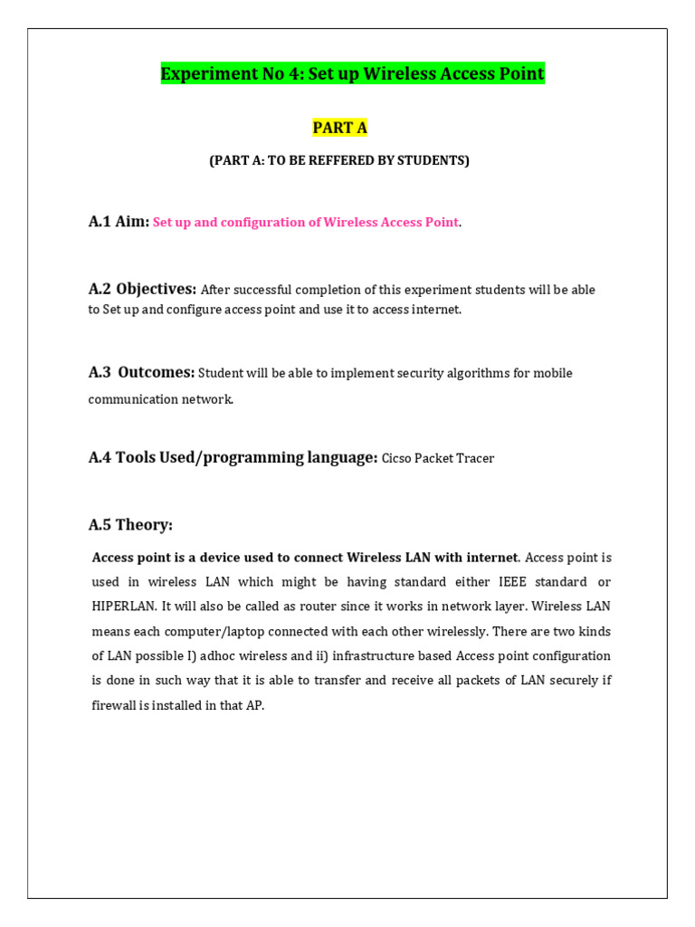 C46 Exp4 | PDF | Wireless Lan | Wireless Access Point