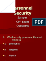 Personnel Security - Sample CPP Exam Questions