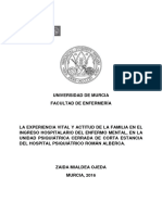 La Experiencia Vital y Actitud de La Familia en El Ingreso Hopitalario Del Enfermo Mental, en La Unidad Psiquiátrica Cerr - 1