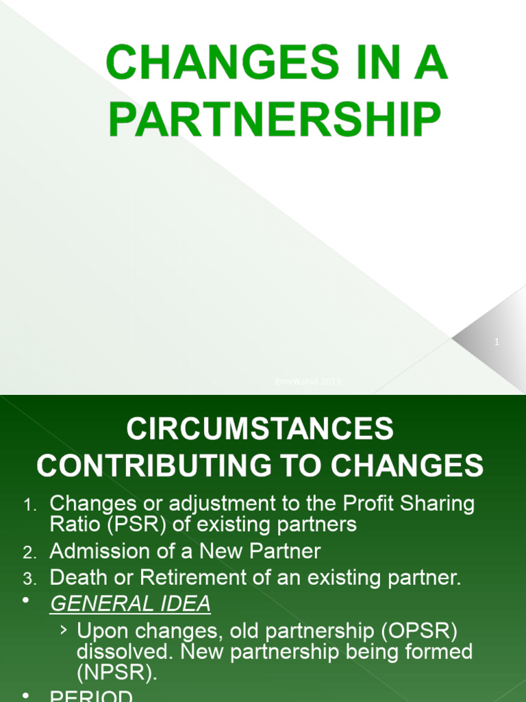 Changes in A Partnership | PDF | Partnership | Book Value