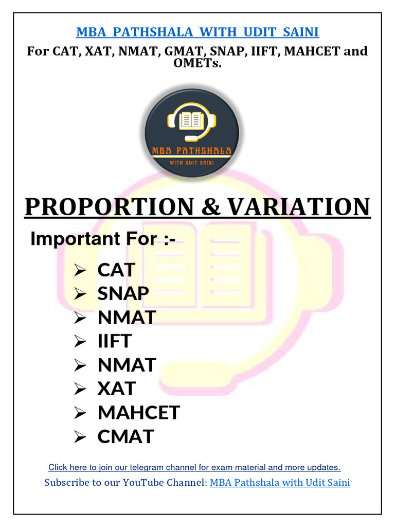 Proportion and Variation for MBA Exams | PDF