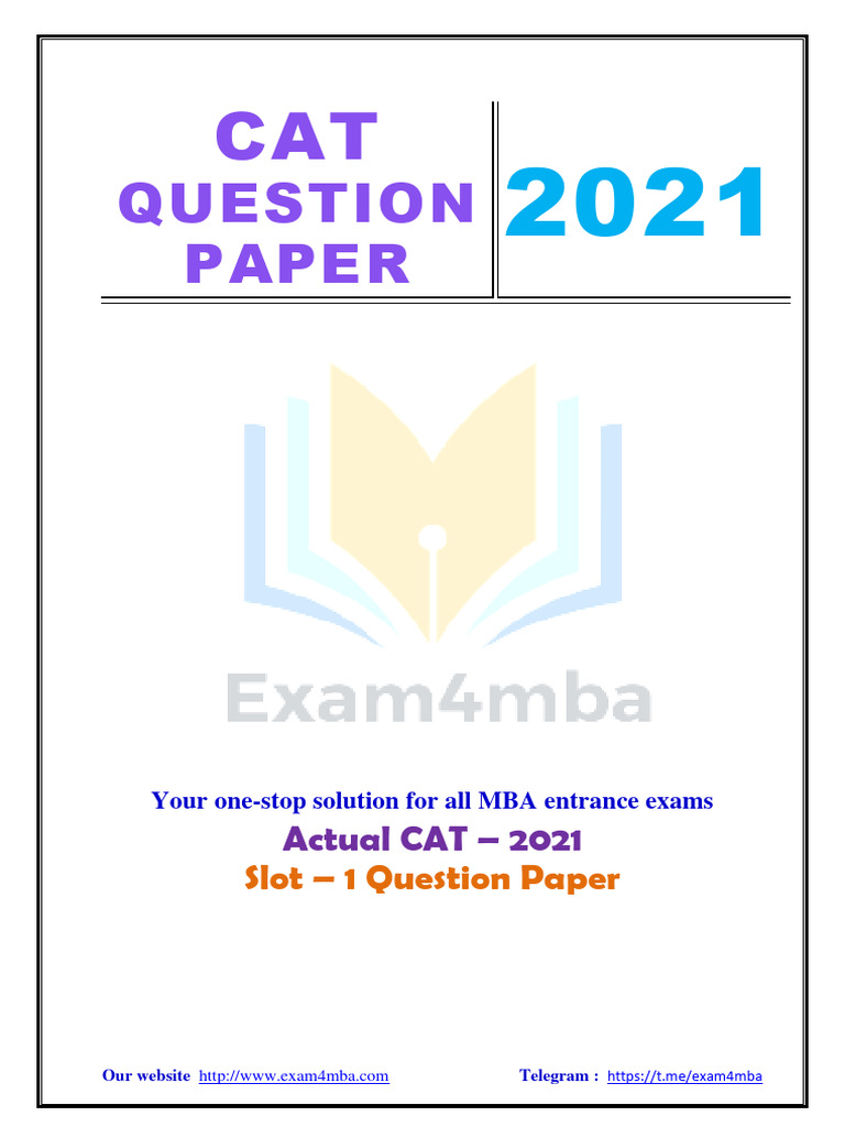CAT 2021 Slot 1 Question Paper Analysis | PDF | Self Control | Self ...
