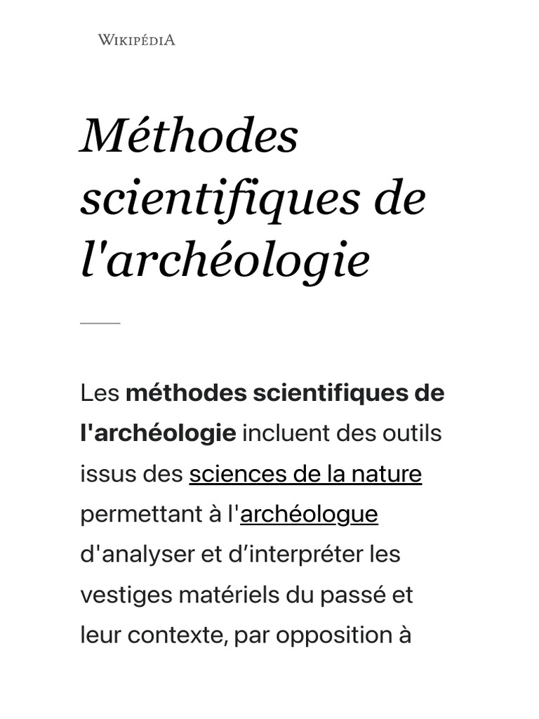 Méthodes scientifiques en archéologie | PDF | Datation par le carbone ...