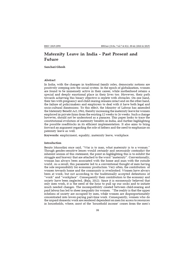 Maternity Leave Evolution in India | PDF | Parental Leave ...