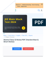 Atoms Class 12 Notes PDF (Handwritten & Short Notes)