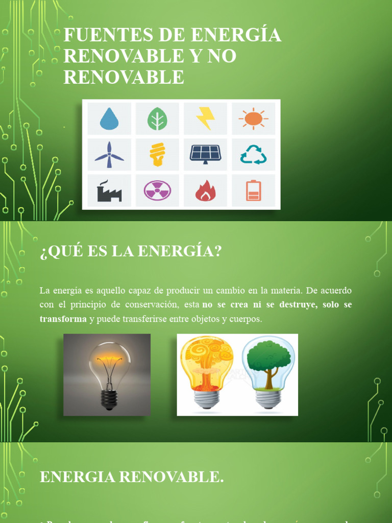 Tipos de Energía Renovable y No Renovable | PDF | Energía renovable ...