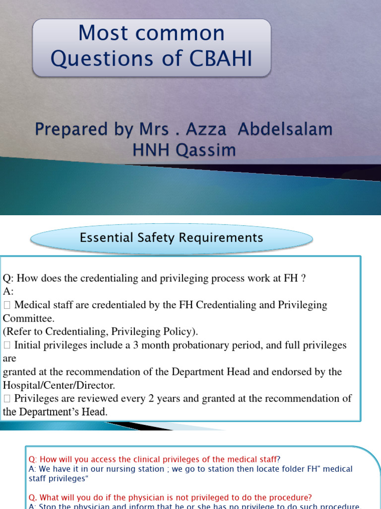 CBAHI Credentialing and Safety FAQs | PDF | Patient | Medicine