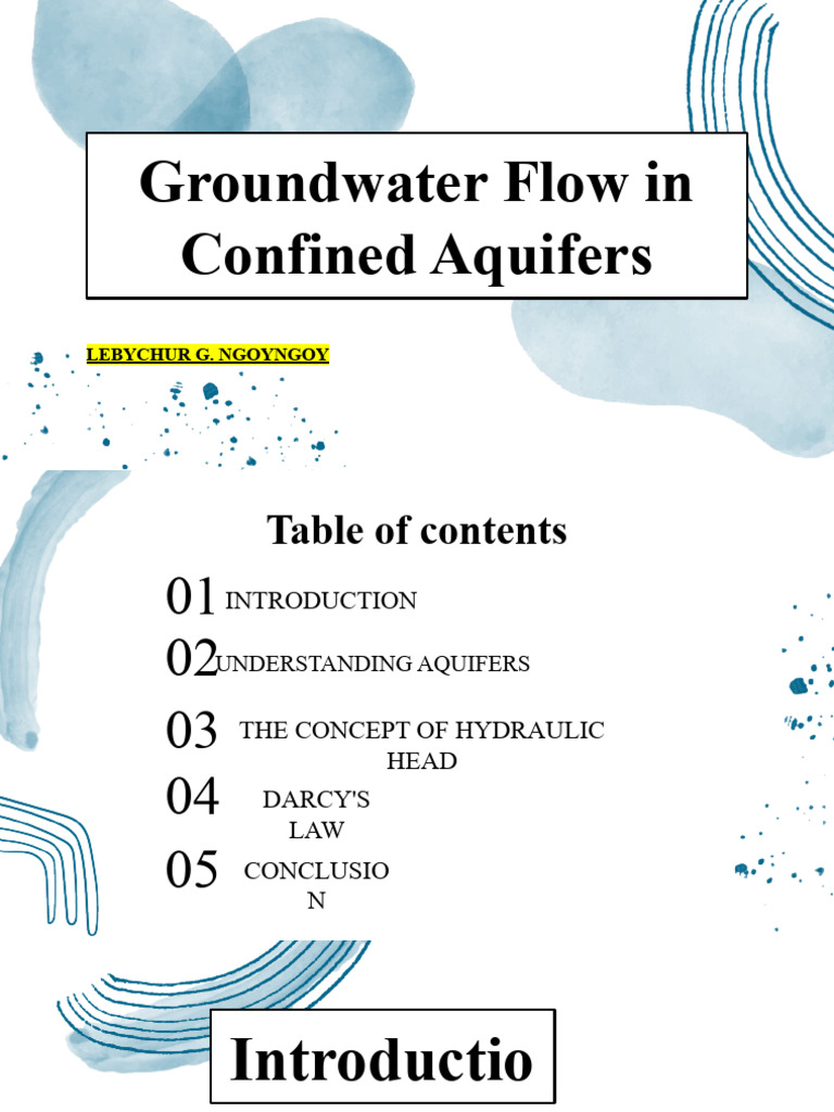 Groundwater Flow in Confined Aquifer Group3 Hydrology | PDF | Aquifer ...