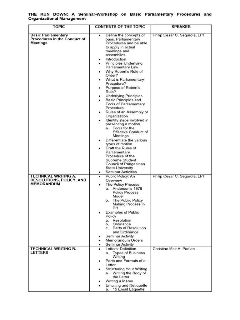 RUNDOWN Training Plan | PDF | Policy | Budget