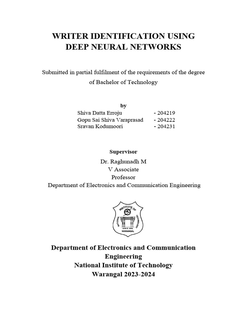 Writer identification of hand written scripts using machine learning