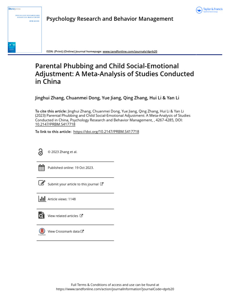The Relationship between Parental Phubbing and Problem Behaviors in ...