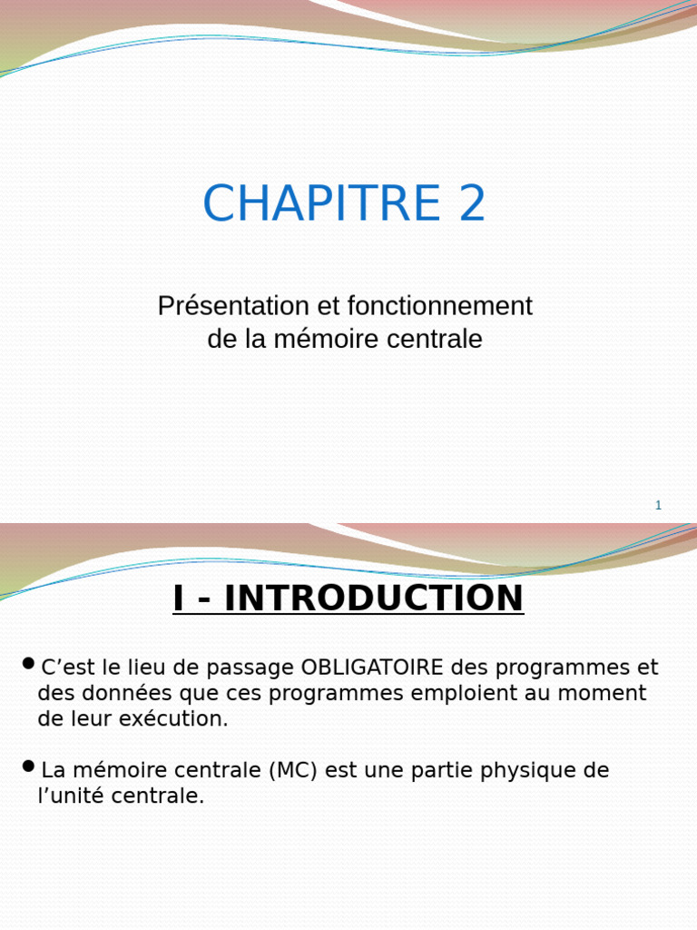 Fonctionnement de la mémoire centrale | PDF | Mémoire (informatique ...