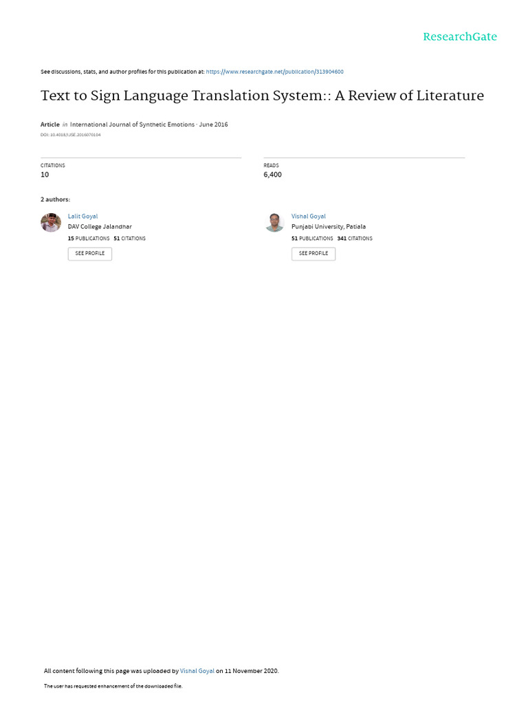 Text To Sign Language Translation System A Review | Download Free PDF ...