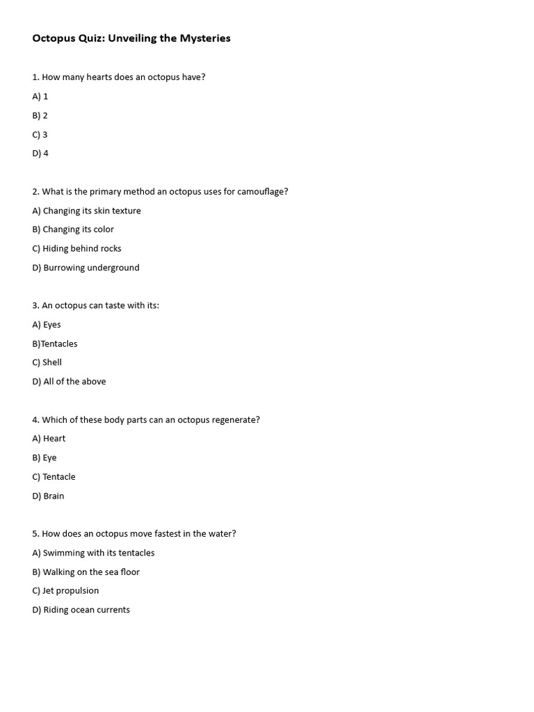 Octopus Quiz | PDF
