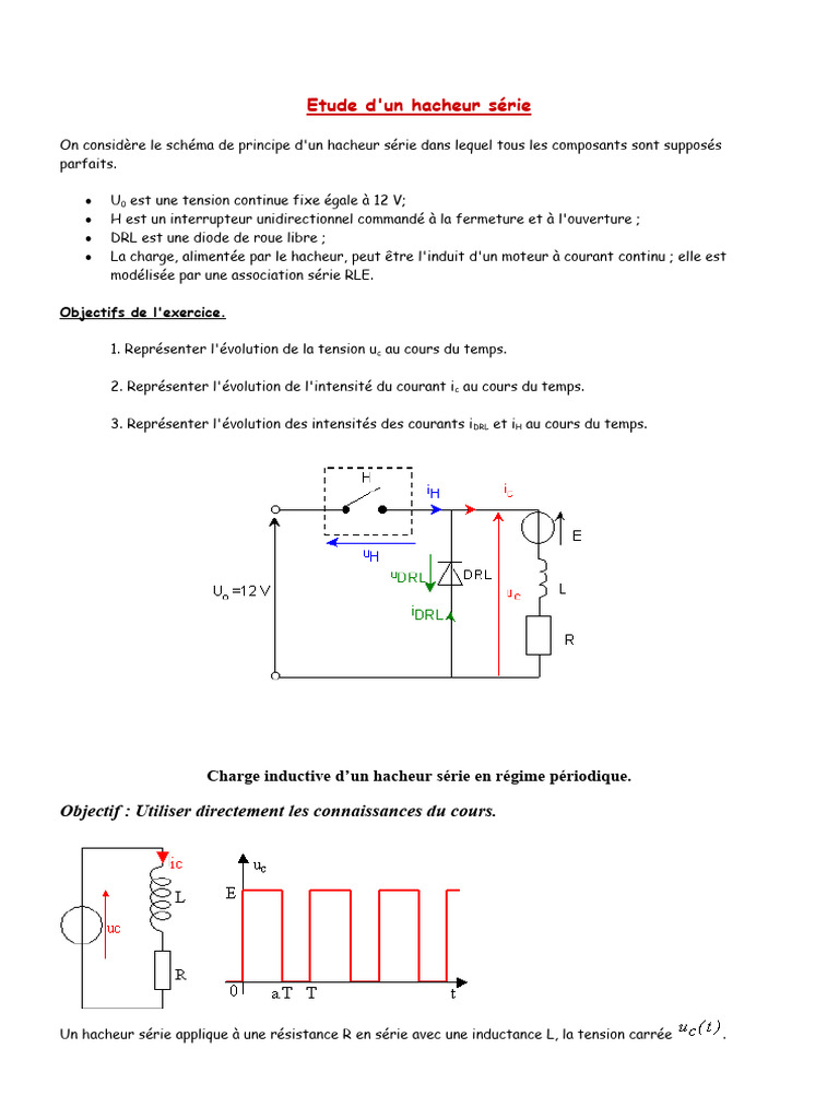 Hacheur série : étude de charge inductive | PDF | Tension électrique ...