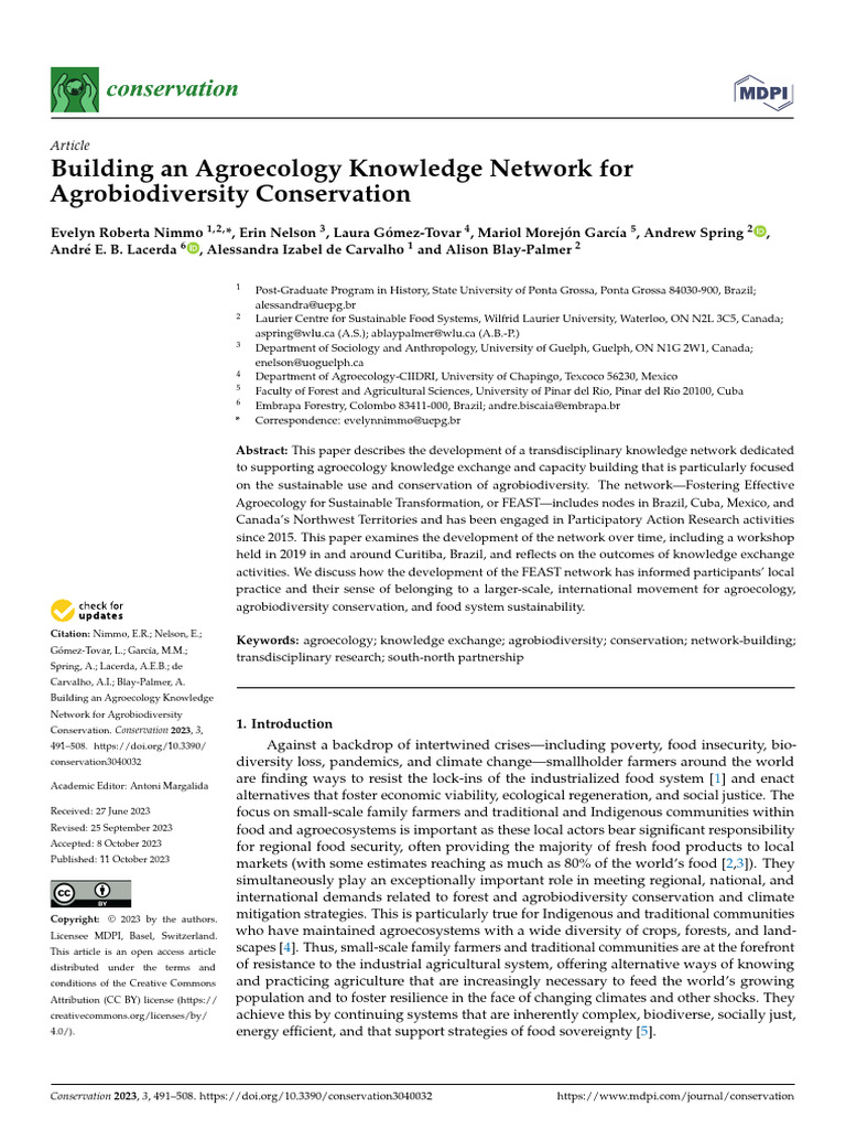 Nimmo et al 2023 building an agroecology knowledge network for