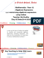 CH 1-Algebraic Expressions - Indices