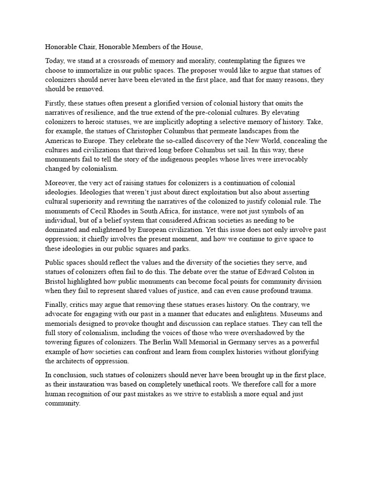 history debate removal of statues PDF Colonialism Ideologies