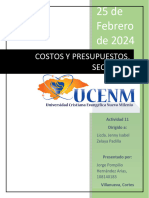 Costos Y Presupuestos, Seccion 2: 25 de Febrero de 2024