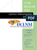 Costos Y Presupuestos, Seccion 2: 17 de Marzo de 2024