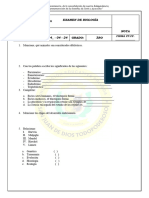 Examen Mensual de Biología 3ro