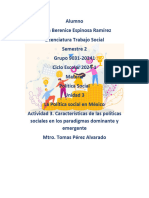U3 - A3 - Características de Las Políticas Sociales en Los Paradigmas Dominante y Emergente - Diana Berenice Espinosa Ramirez