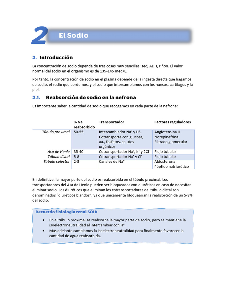 Fisiología del Sodio y Trastornos | PDF | Sodio
