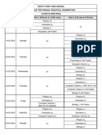 Schedule For Annual Practical Examination Class XI