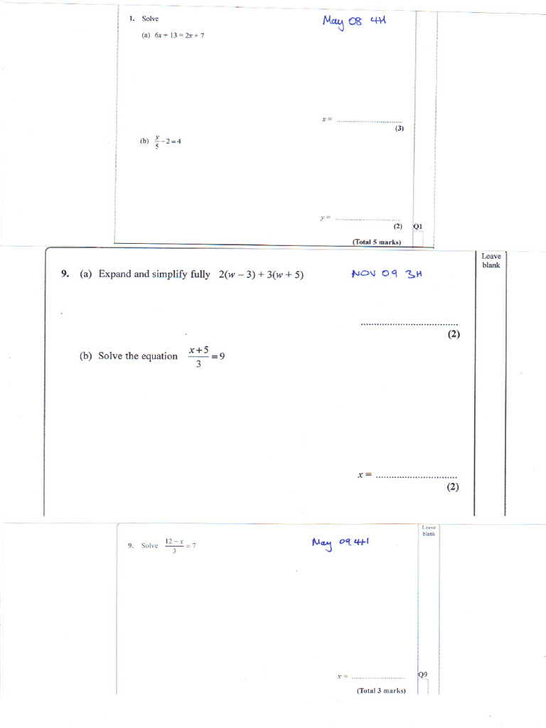 3b Easy Algebra Practice Questions | PDF