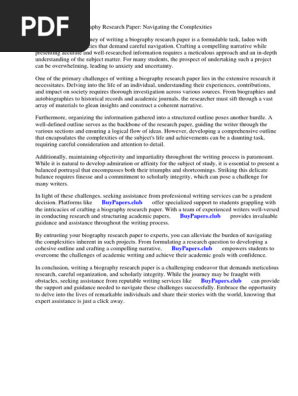 Biography Research Paper Outline Template