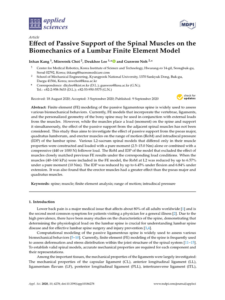 Effect of Passive Support of The Spinal Muscles On | PDF | Vertebral ...