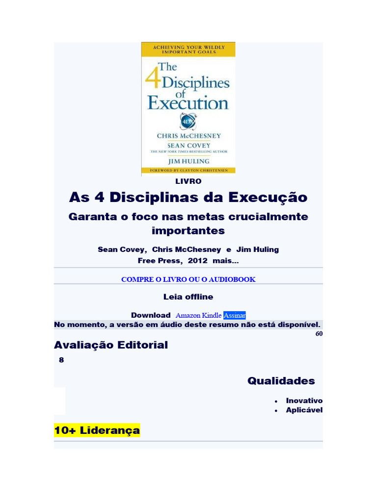 As 4 Disciplinas Da Execução | PDF | Liderança | Tempo