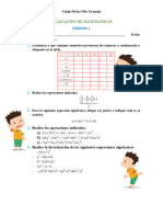 Evaluación MATEMÁTICAS 10% PERIODO 1