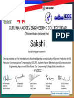 Certificate For Sakshi For - FEEDBACK FORM