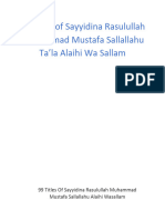 99 Titles Rasulullah Muhammad Mustafa Sallallahu Alaihi Wa Sallam