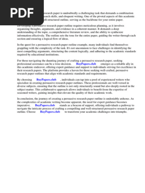 Persuasive Research Paper Outline Example