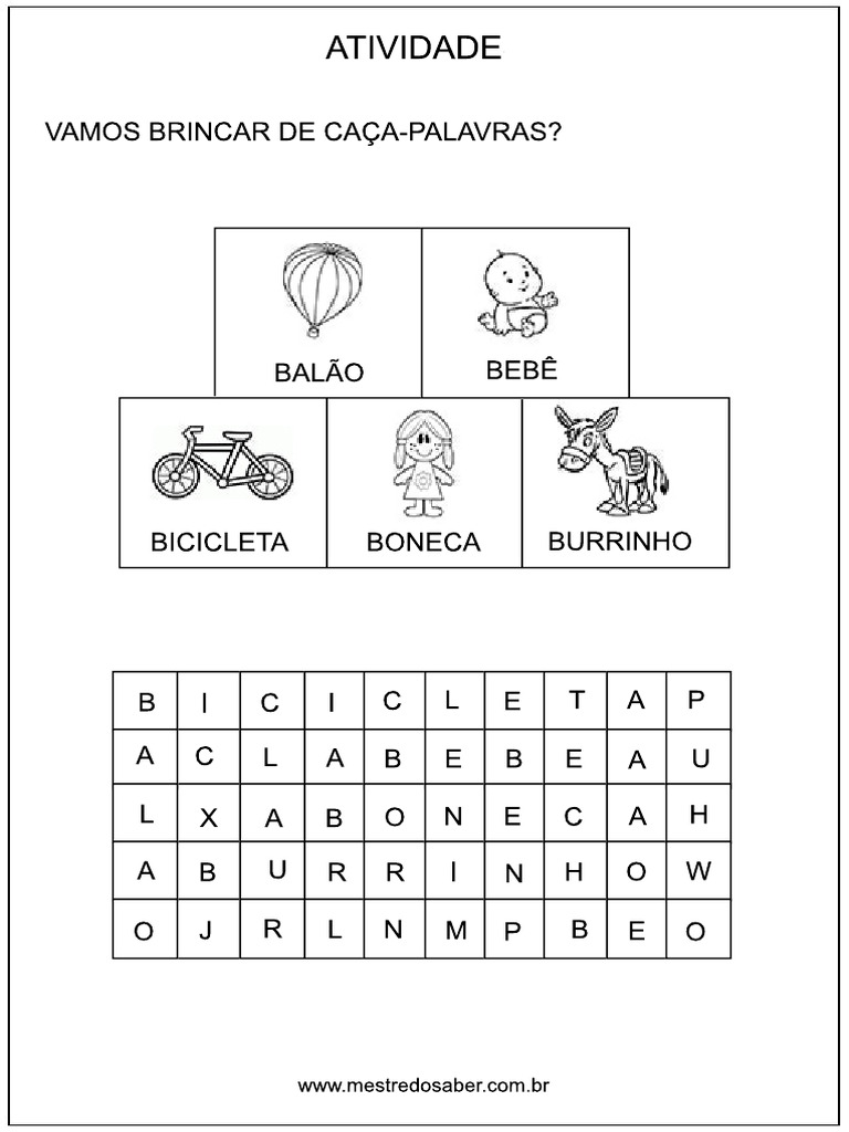 Caça-Palavras com Letra B para 1º Ano | PDF