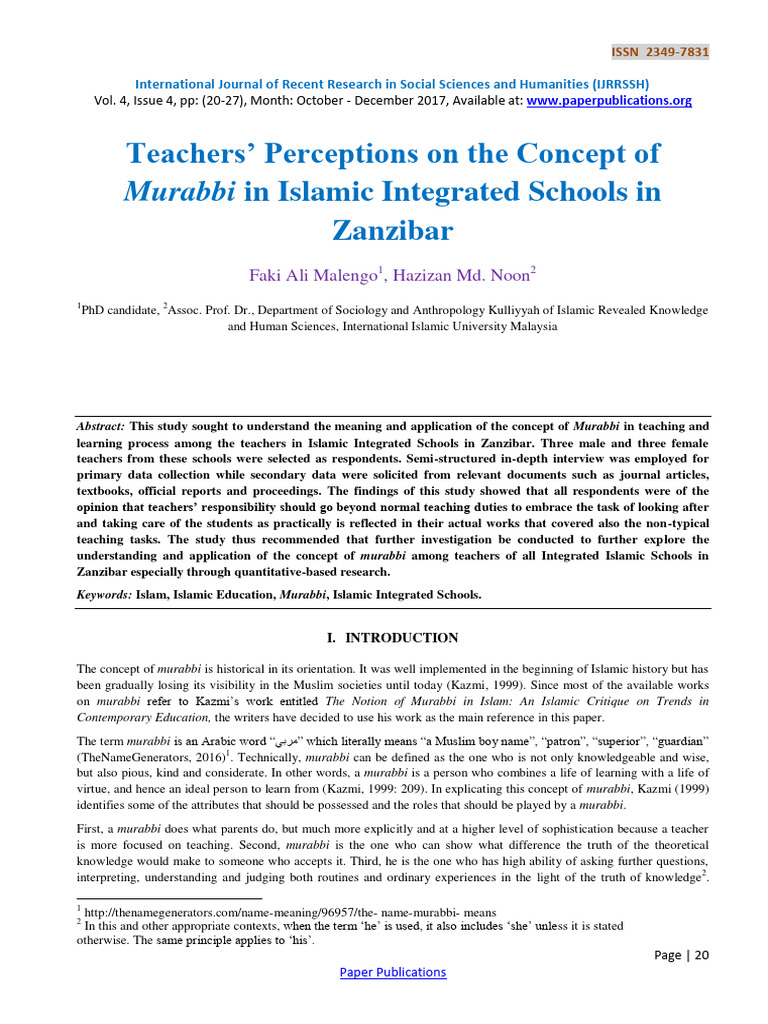 Teachers' Perceptions On Murabbi | PDF | Knowledge | Teachers