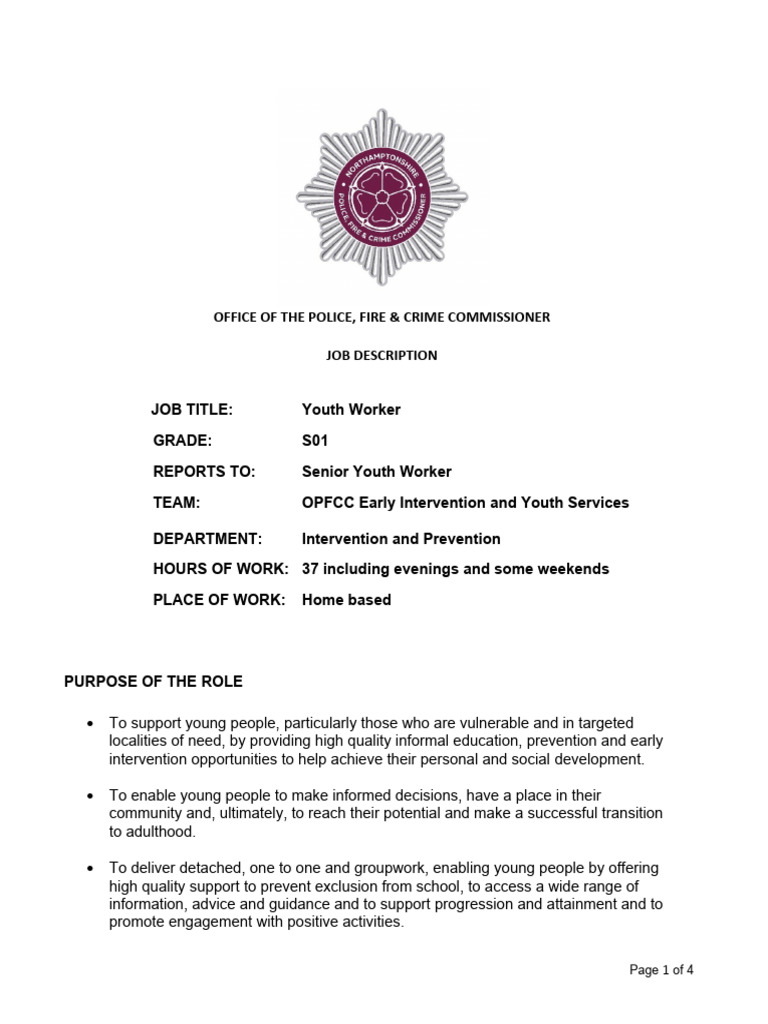 Youth Worker Job Description Dec 22 Download Free PDF Youth Police