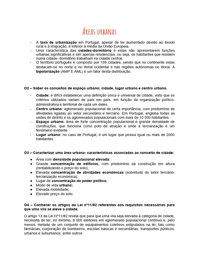 Conceitos e Características das Áreas Urbanas | PDF | Urbanização | Cidade
