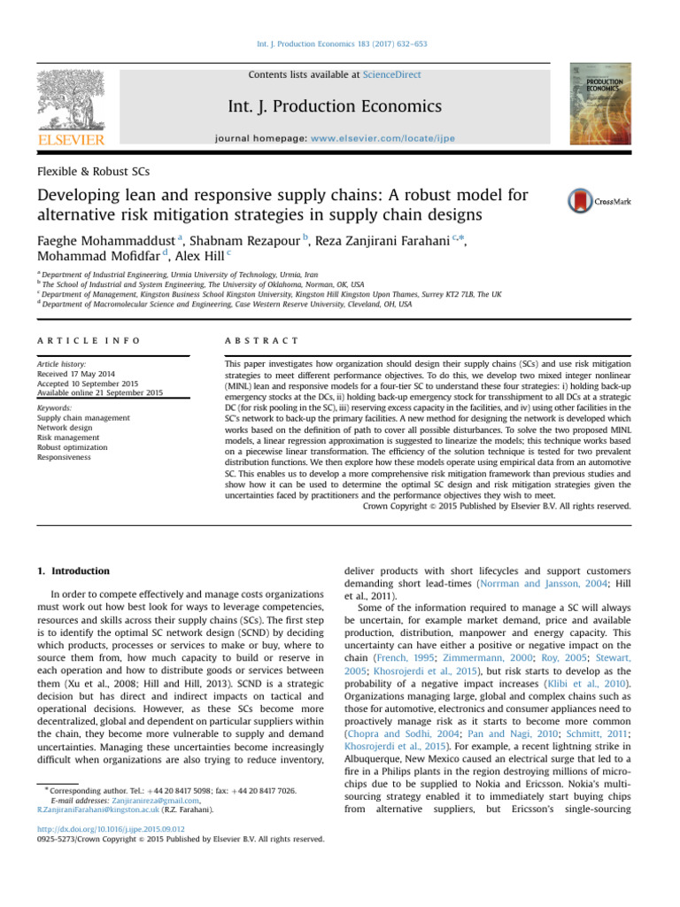Developing Lean and Responsive Supply Chains A Robust Model For | PDF ...