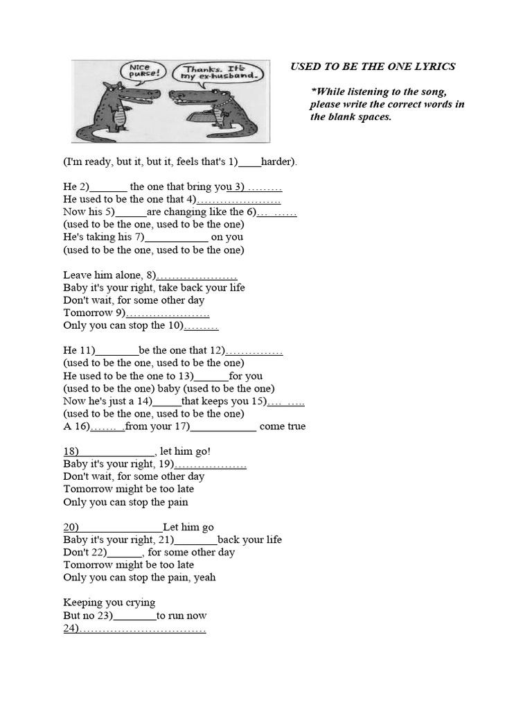 Used to be the one lyrics pdf