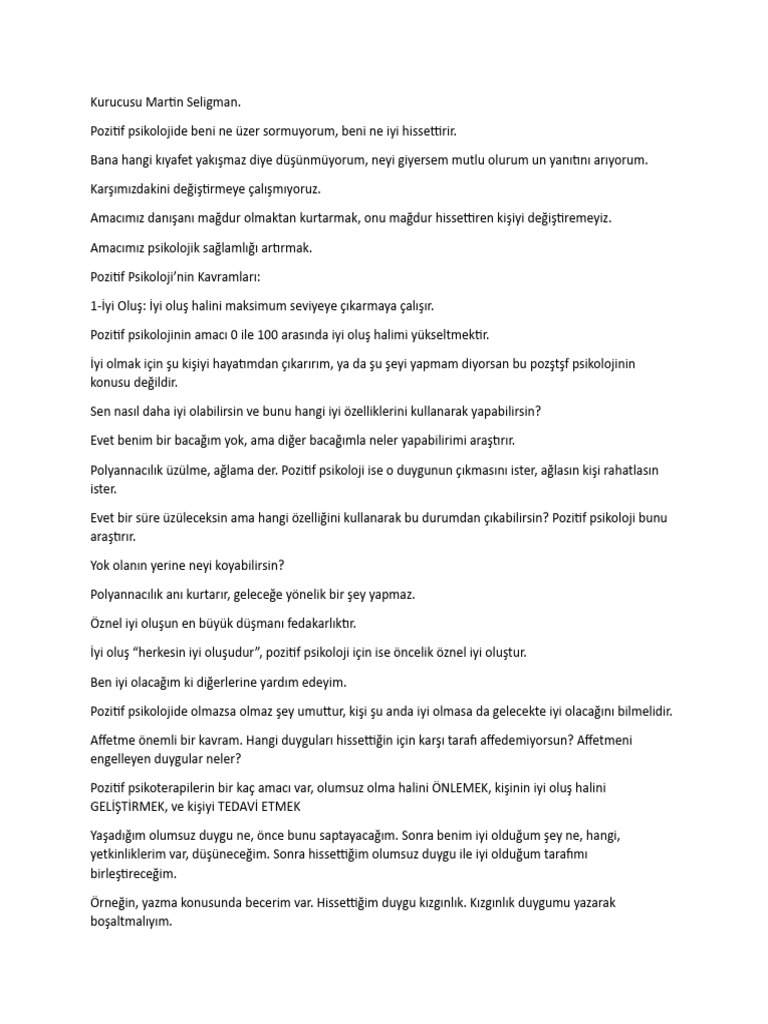 Pozitif Psikoloji Ders Notları Pdf