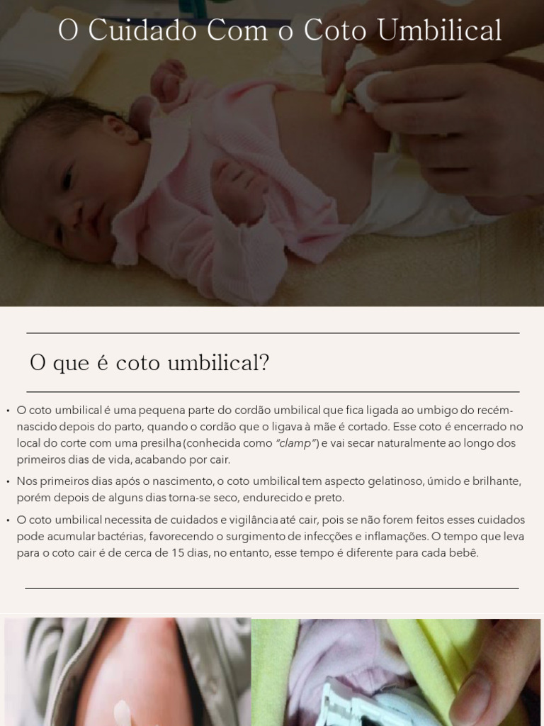 Cuidados Com o Coto Umbilical | Download grátis PDF | Infecção ...