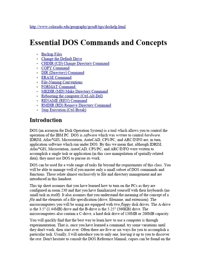Dos commands pdf computer file dos