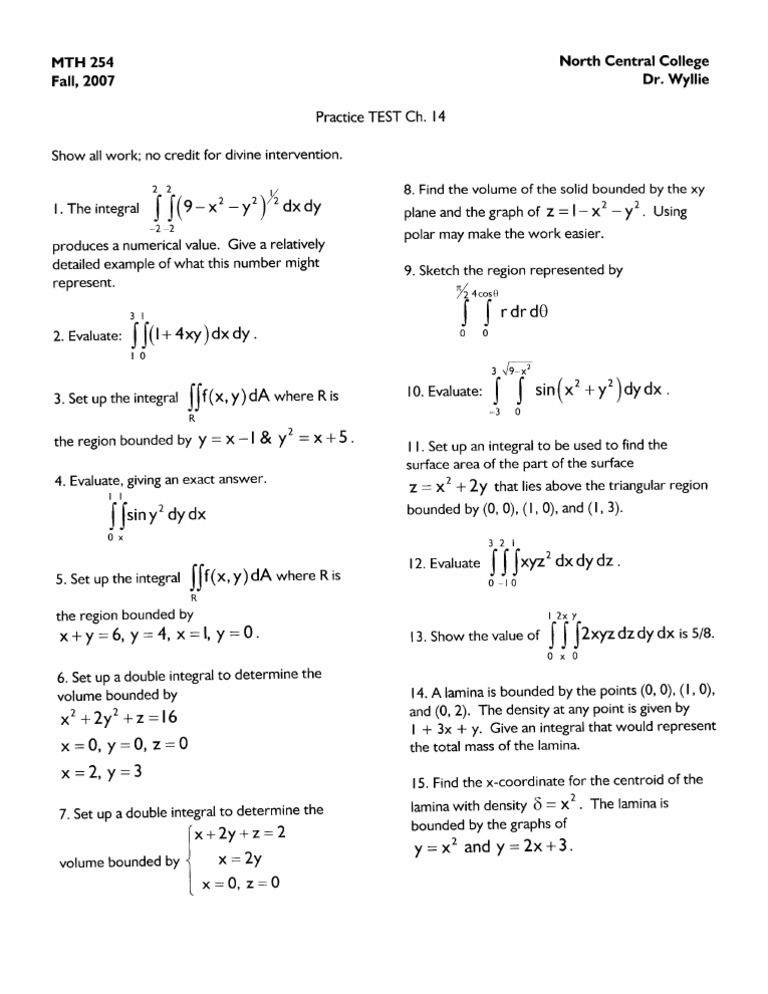 MTH 254 Fall 2007 Practice Test Solutions | PDF | Teaching Methods ...