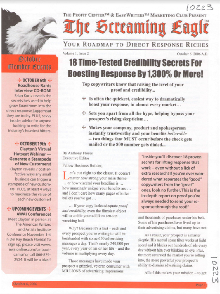 The Screaming Eagle - 18 Time-Tested Credibility Secrets For Boosting ...