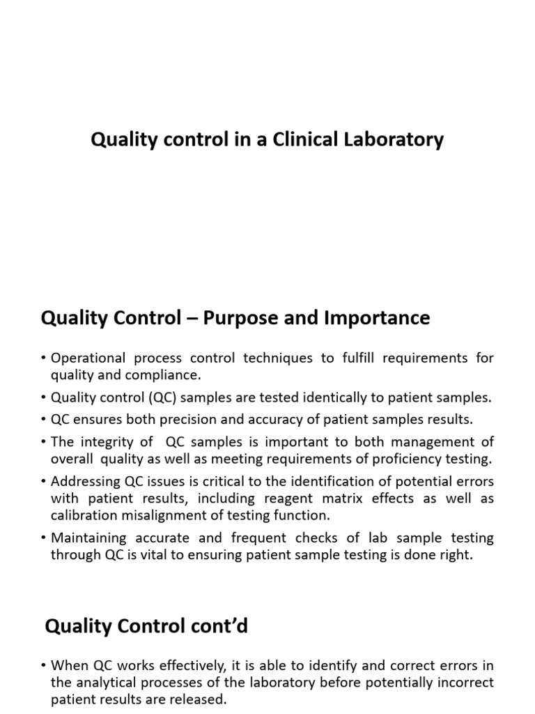 Quality Control in Clinical Laboratories | PDF | Errors And Residuals ...